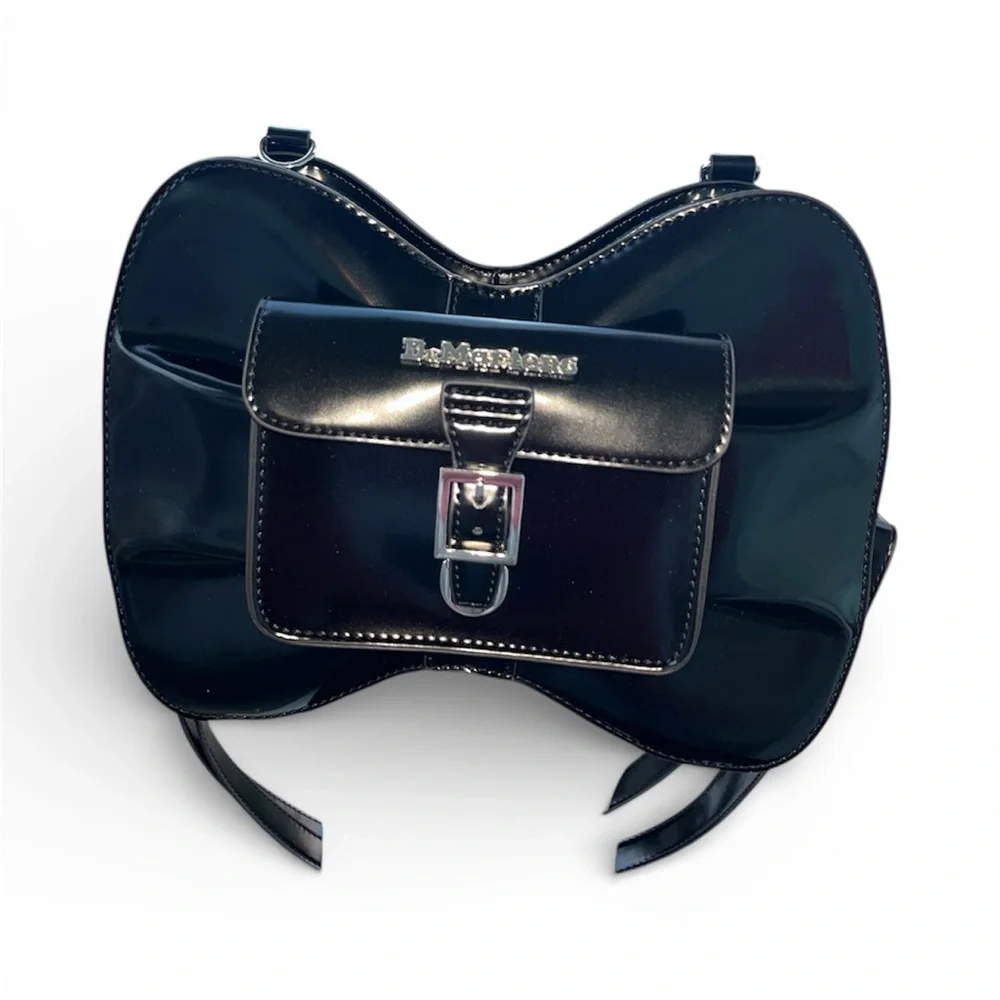 🖤🔥Dr Martens Black Vegan Leather Large Backpack Shoulder Bag Love Bow Crossbody